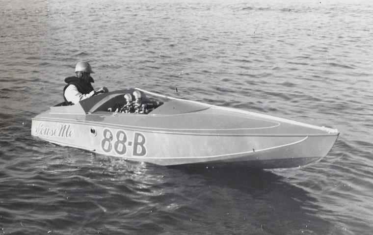 The first race boat in the family, "S'cuse Me", 88-B in 1952. Owner/driver was my dad, Eddie Silva.